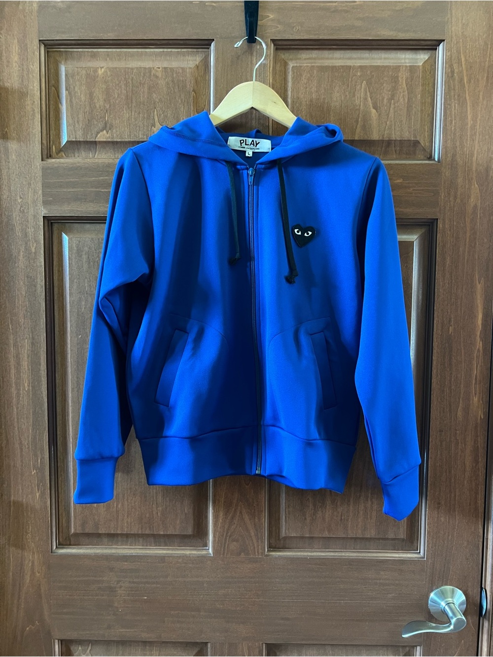 Comme des Garcons PLAY Zip Hoodie Blue with Black Heart Size L - Picture 2 of 16